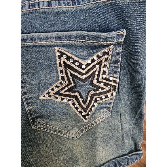 Romwe Star with Rhinestones Graphic Pockets Denim Shorts Womens 4 SMALL - Picture 9 of 10